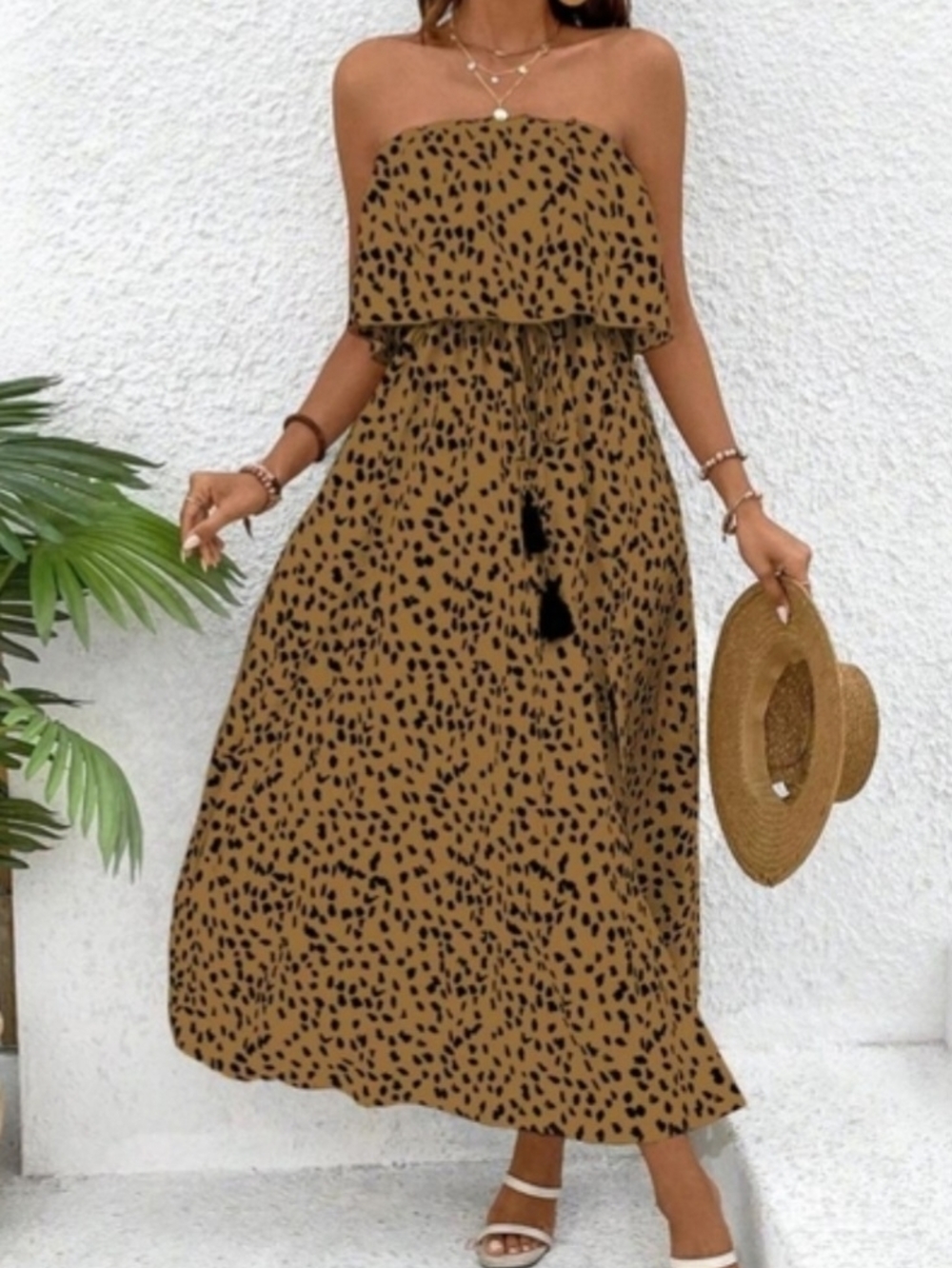 Leopard Print Strapless Maxi Dress – Size Large (NEW Without Tags)